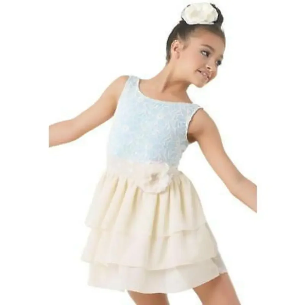 Pre-Owned Dance Costume Medium Child Blue Weissman 9402 Lyrical Ballet Contempo